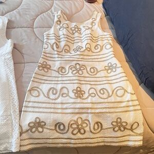 Lilly Pulitzer White and Gold Mini Dress